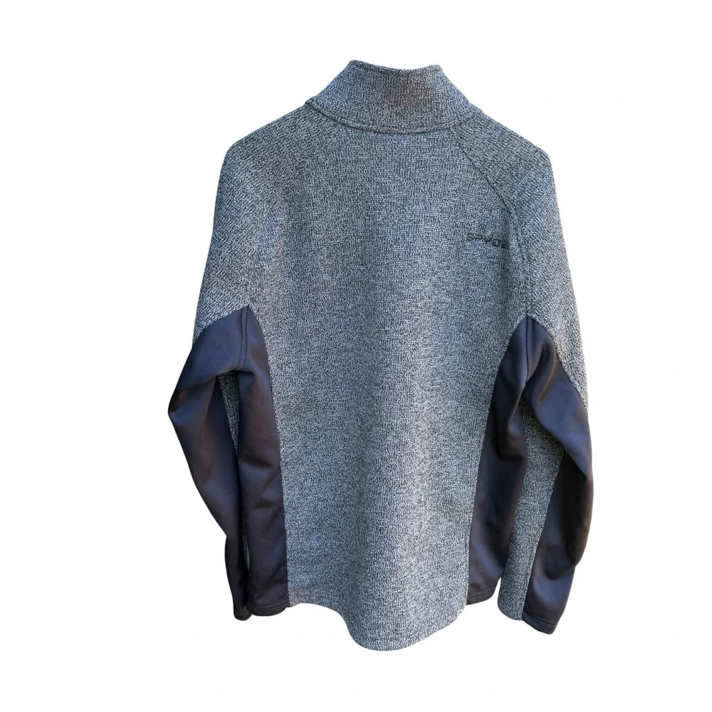 Spyder Pullover Mens Large Black Gray EUC Quarter Zip Mixed Media 229518